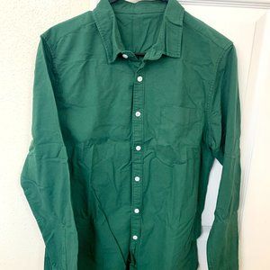 Vintage 90s Button Up Minimalist Casual Top Plain Green Shirt